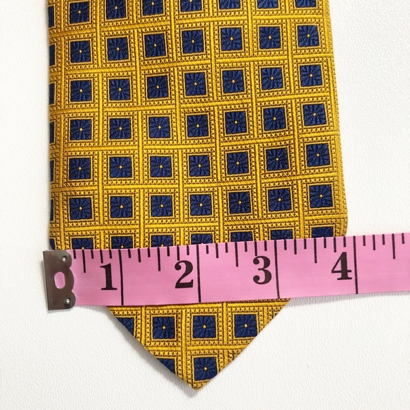 Robert Talbott Best of Class Nordstrom Silk Woven Gold Blue Tile w Blue Flowers - Picture 9 of 12